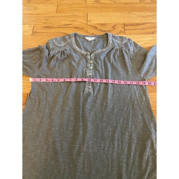 Lucky Brand Women's green Balloon Sleeve 1/4 Button Blouse Size Large - Picture 6 of 8